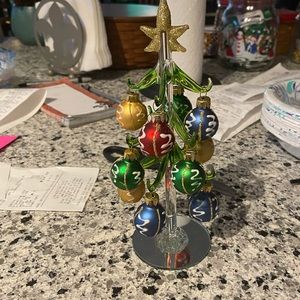 Blown Glass Christmas Tree with 12 Ornaments